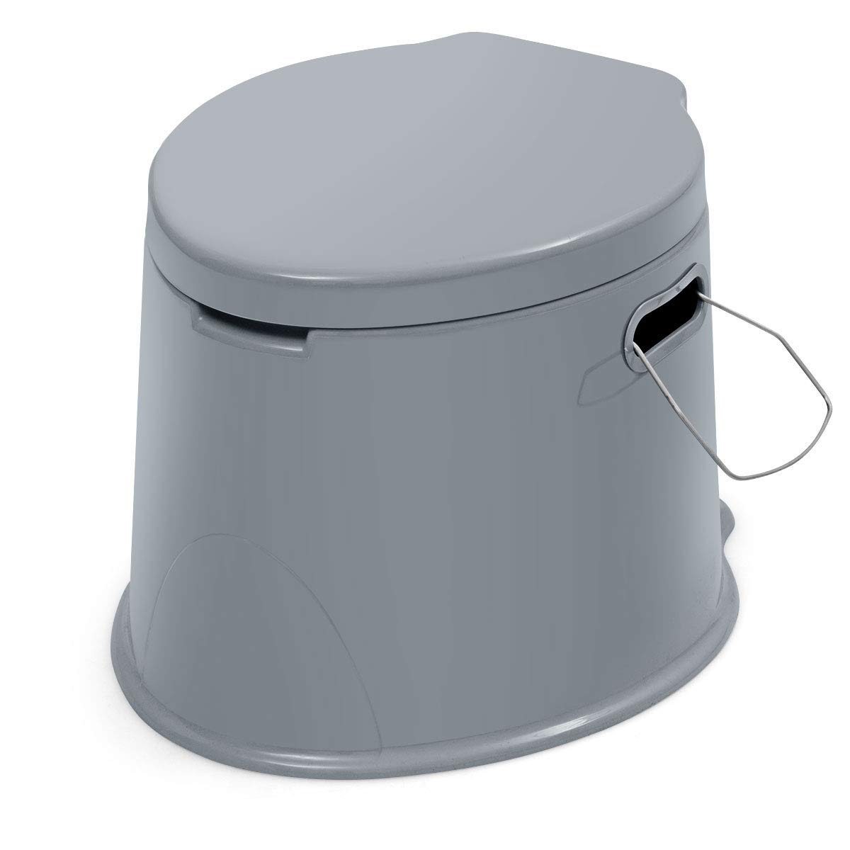 GIANTEX Toilette Portable, Pot de Chambre Adulte avec Couvercle Double, Porte-Rouleau Détachable, Toilettes Sèches Capacité 200 Kg, Toilette Camping pour Pêche, Randonnée, Gris/Blanc (Gris)