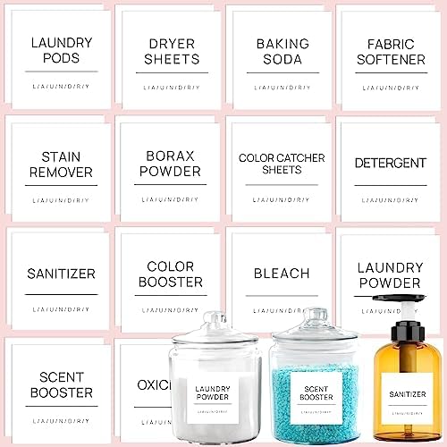 Laundry Room Organizing Labels for Glass Jars, Canisters