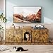 JFHID Cat Litter Box Enclosure for 2 Cats, Litter Box Furniture Hidden with Double Room and Large Storage Space, Wooden TV Stand Side Table Wooden Washroom Furniture, Cat House, Brown