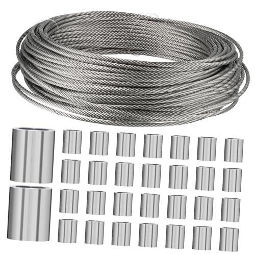 Gatuida Sturdy 304 Stainless Steel Wire Rope 20m Long for Fencing Hanging Craft Projects Cable Railing Kit