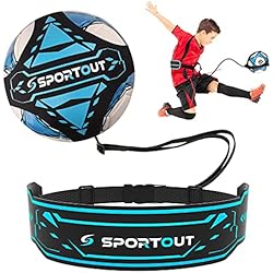 Sportout Fútbol Kick Throw Trainer, Fútbol Trainer, Solo Practice Training, Habilidades de Control de Ayuda, Cinturón de Cintura Ajustable, para Pelotas Tamaño 3 4 5, niños y Adultos(Azul)