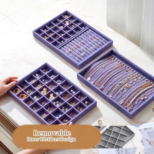 Image of Large Velvet Jewelry Tray Display Drawer Inserts 2 Pack