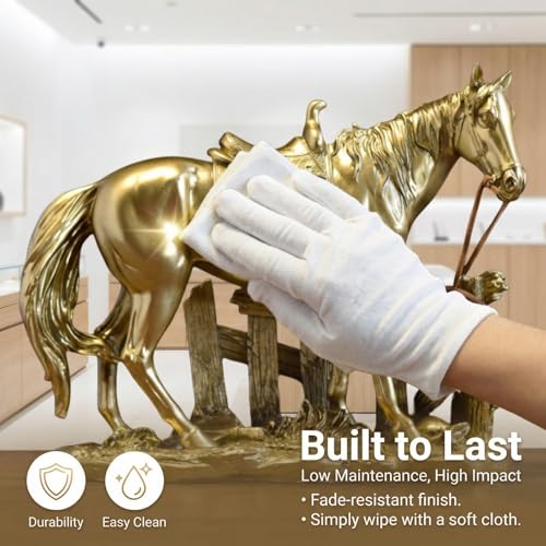 Estatua decorativa de caballo con silla estilo occidental miniatura 7