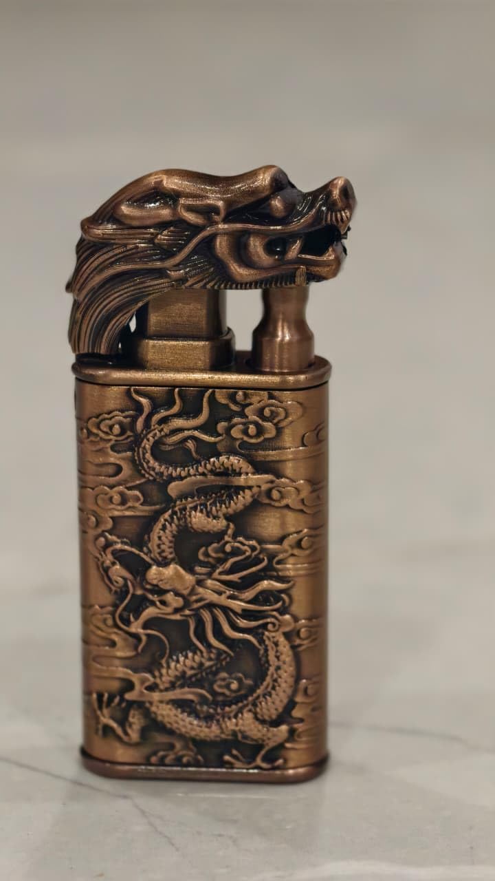 Dragon Cigaratte Lighter Metal Double Flame Cigarette Pocket Lighter | Dragon Cigaratte Lighter | Butane Refillable Pocket Lighter (Copper)-picture-29