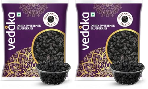 Image of Amazon Brand - Vedaka Dried Sweetened Blueberries | 100 Gram | Whole | No Added Preservatives (Pack of 2)