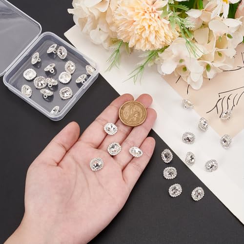 MAYJOYDIY 50 Pcs Square Rhinestone Crystal Buttons - Image 3