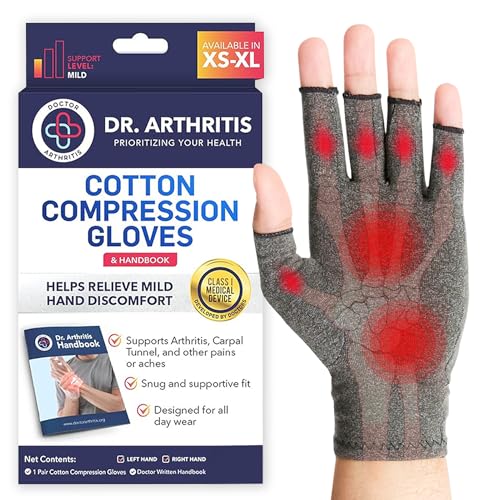 Doctor Developed Compression Gloves for Women and Men, Open-Finger Arthritis Gloves, Typing Glove,...