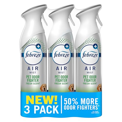 Febreze Air Mist Air Freshener Spray Odor Fighting Room Spray Deodorizer for Home Bathroom Kitchen Apartment Pet Odor Fighter Fresh Scent 8.1oz (Pack of 3)