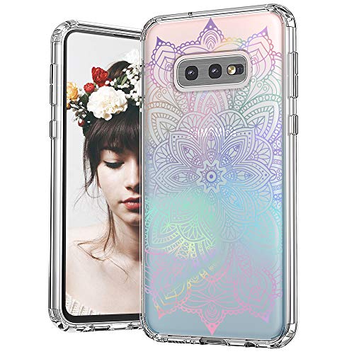 MOSNOVO Galaxy S10e Case, Gradient Rainbow Henna Mandala Pattern Clear Design Printed Transparent