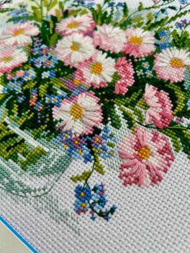 Riolis Kreuzstich Stickpackung Zarte Gänseblümchen, Zählmuster, 30x21cm