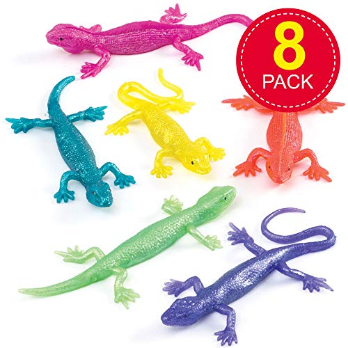 Baker Ross Stretch-Eidechsen - Spielzeug für Kinder als Mitgebsel und Preis beim Kindergeburtstag (8 Stück), 10 cm