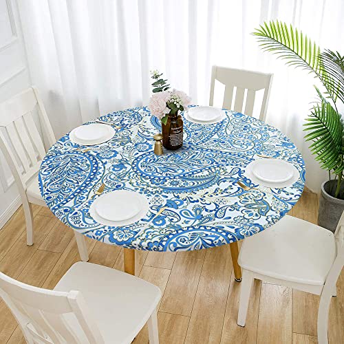 Nappe Ronde Extensible Elastique Polyester Couverture de Table de Patio sans Lavage