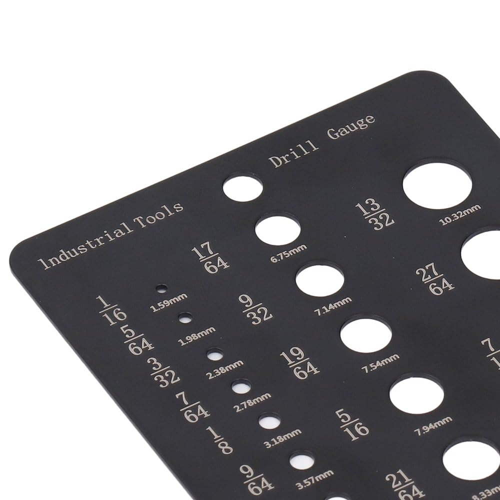 Drill Bit Gauge 29 Hole 1/16-1/2 Inch – Dual Scale Metric & Imperial, Stainless Steel Size Checker for Unmarked Bits