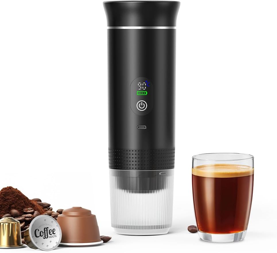 2026 New Travel Coffee Maker, Portable Espresso Maker, 3-in-1 Wireless Electric Portable Coffee Maker Machine for Travel Camping (Black)