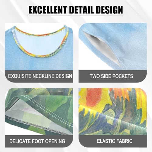 senya Short Sleeve Pajamas Sets Summer Cotton Sleepwear Watercolour Sunflowers4