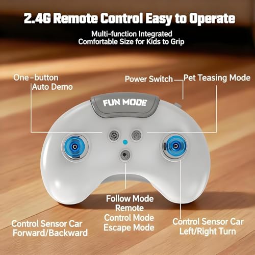 Image of Remote Control Car, Intelligent Inductive Movement Toy Car with Auto-Follow Mode, obstacle avoid and 360Spins Drift, 2.4Ghz RC Racing Car Simulated Sounds and Headlights, Ideal Gift for kids (WHITE)