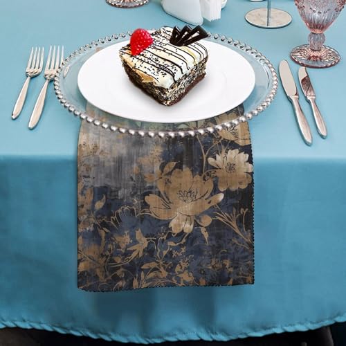 Servilletas de Tela con Flores Doradas y Negras 4 Piezas miniatura 4