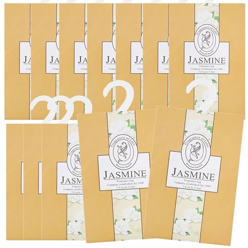 12PCS Perfumador Ropa, Bolsa Guardarropa, Ambientador Armario Ropa Limpia,Saquitos Armario ambientador Lavanda, Hogar Saquitos Armario Ropa, Bolsita Refrescador Coche, Zapatero, Estanterías (12Jazmín)
