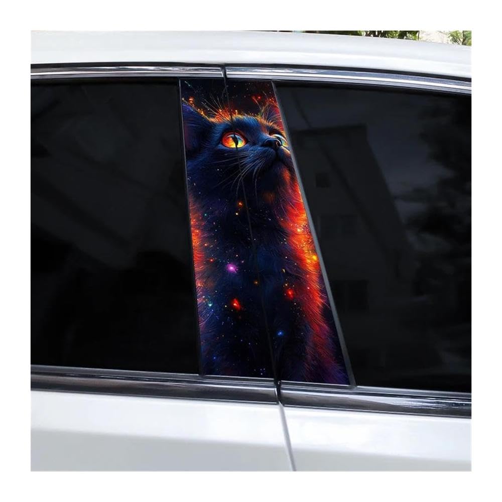 Decorative Items 2pcs Cat Pattern Car B Pillar Waterproof Decal Covering Scratched(Type A)