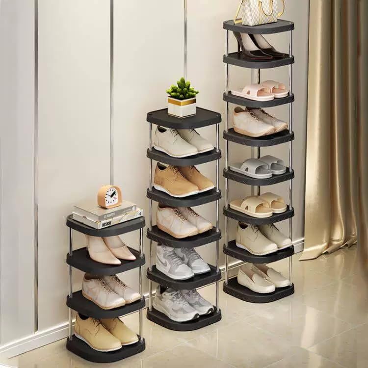 Multibao 10 Tier Universal Shoe Rack, Shoe Shelf Hoder Tall Stand Organizer Quick Assembly Vertical Storage Narrow Slim Shoe Rack for Closet, Entryway, Garage, Bedroom (10 Tiers Black) — image 1