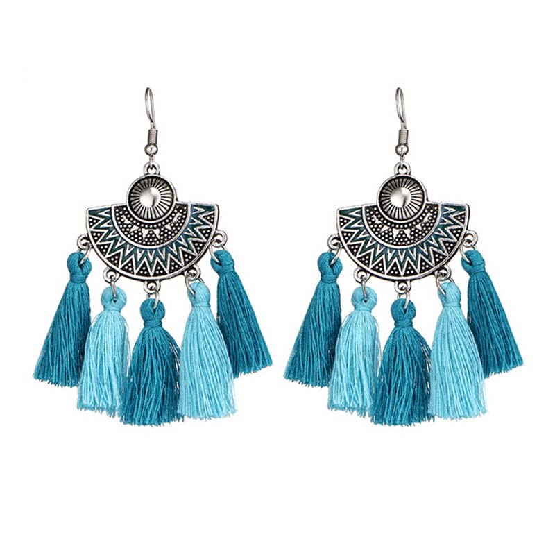 Kairangi Earrings for Women and Girls | Fashion Silver Oxidised Looks Green Fabric Tassel Earring | Silver Tone Tassel Western Earrings | Birthday Gift for Girls and Women Anniversary Gift for Wife (B0CJ91SZKQ) Amazon Price History, Amazon Price Tracker