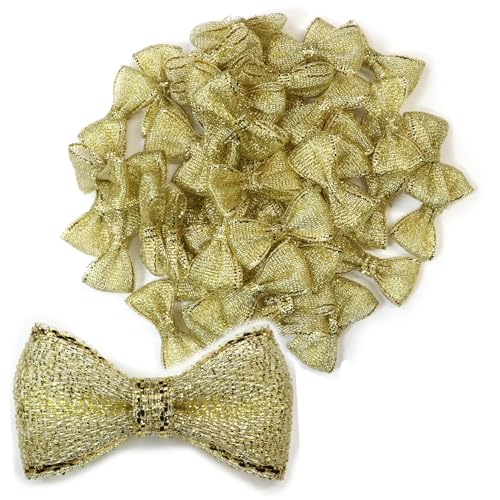 ミニ リボン【ゴールド】金 蝶結び キラキラ 手芸 ハンドメイド パーツ デコパーツ デコレーション 50個入り【3×1.5cm】きらきらぷんぷん丸 RBN-001のサムネイル
