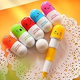 SWTool Selling Wonderful 40pcs Vitamin Pill Ballpoint Pen Cute Cartoon Retractable Ball Pen Smiling Face Ball Pen For Kids (Random Color)