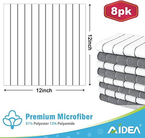 AIDEA Paños de Cocina Gris y Blanco, Toallas de Cocina de Microfibra, Juego Trapos de Cocina de 8 Unidades, 30 x 30cm - imagen 2