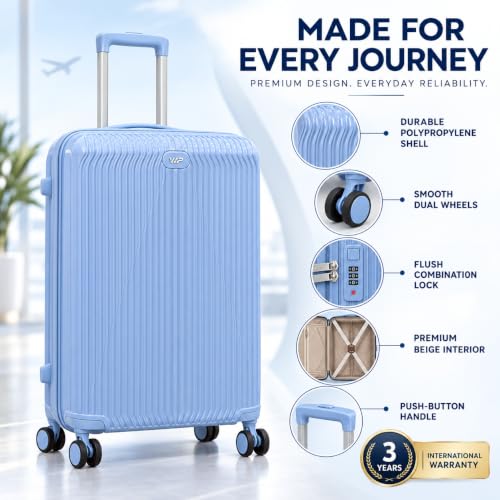 Image of VIP Aerowave Set of 3 Polypropylene Trolley Bags, 55 /65 /75 cm, Blue