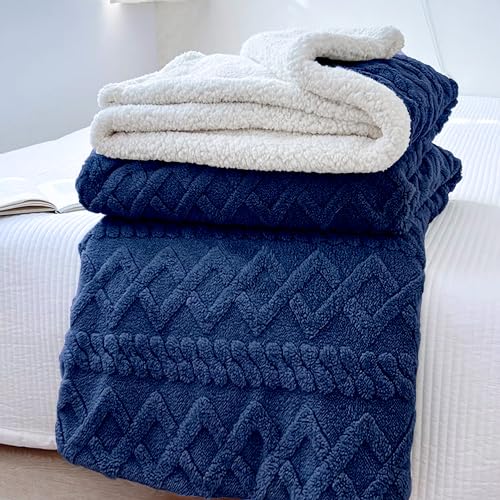 Homeya - Manta Sofa De Borrego, Manta Doble Cara Franela Y Sherpa, 100 Poliester, Suave Y Caliente Para Invierno, 160 X 220 Cm Marino Homeya - Manta Sofa De Borrego, Manta Doble Cara Franela Y Sherpa, 100 Poliester, Suave Y Caliente Para Invierno, 160 X 220 Cm Marino