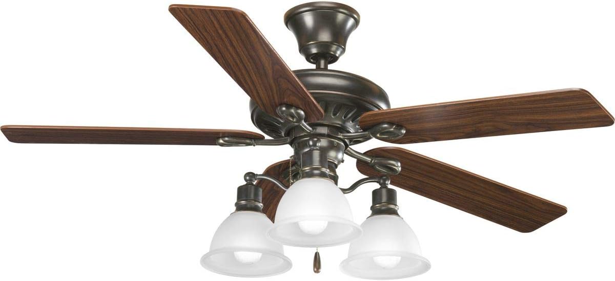 Progress Lighting P2521-20 52-Inch Signature 5-Blade Fan with 153 X 18 Reversible Motor, Antique Bronze