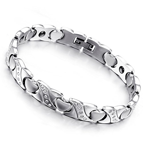 Cupimatch Herren Damen Magnetarmband, elegant Herz Lieben Magnet Therapie Edelstahl Armband Armreif...
