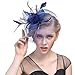 Produktbild WELROG Damen Fascinator Sinamay Hut Derby Netzfeder Cocktail Topper (Navy blau)