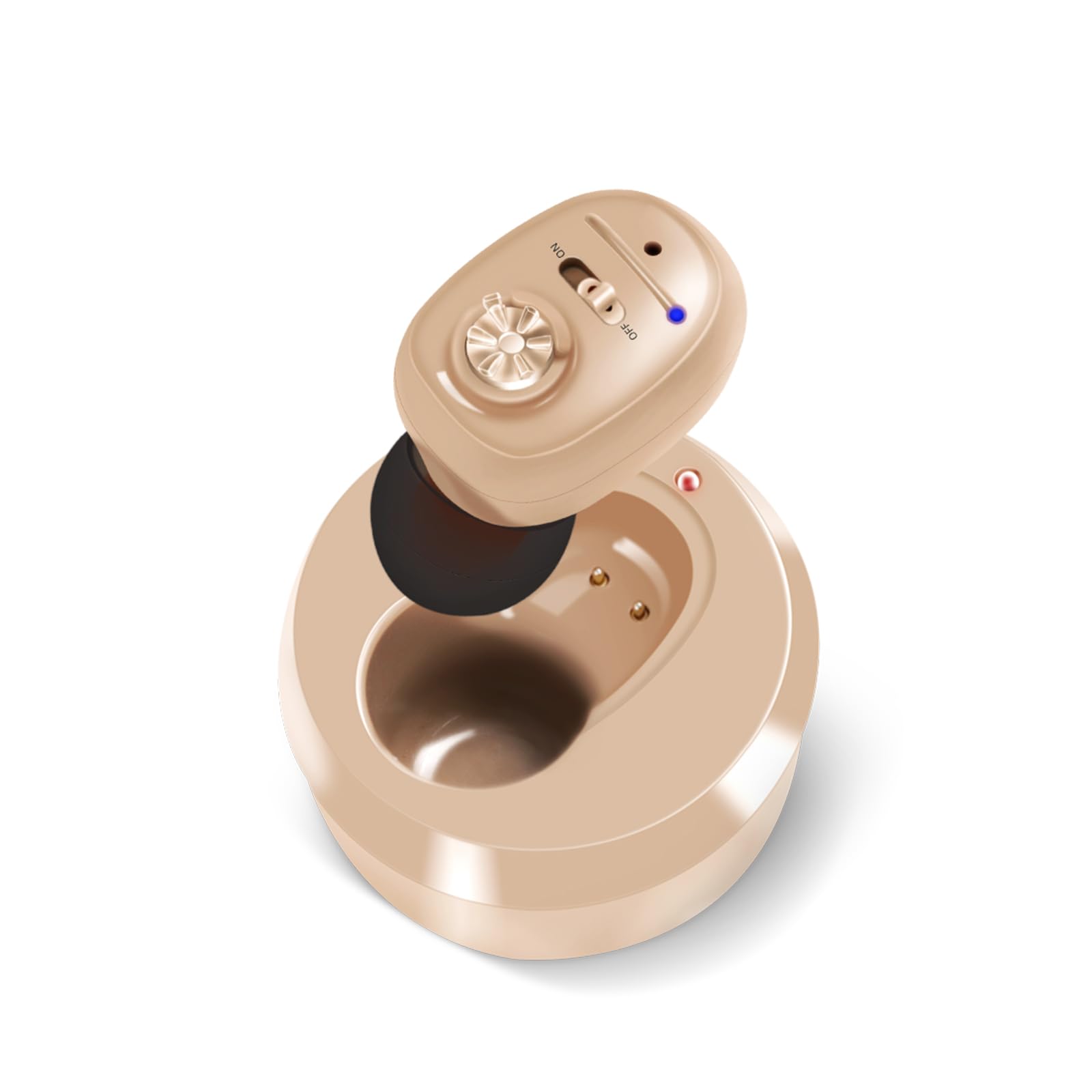 Britzgo Amplificateur de Son -1607， avec Réduction Intelligente du Bruit, Étui de Charge Mobile, Design Ergonomique en L, Autonomie de 48 Heures, Charge USB pour Usage Quotidien (teint)