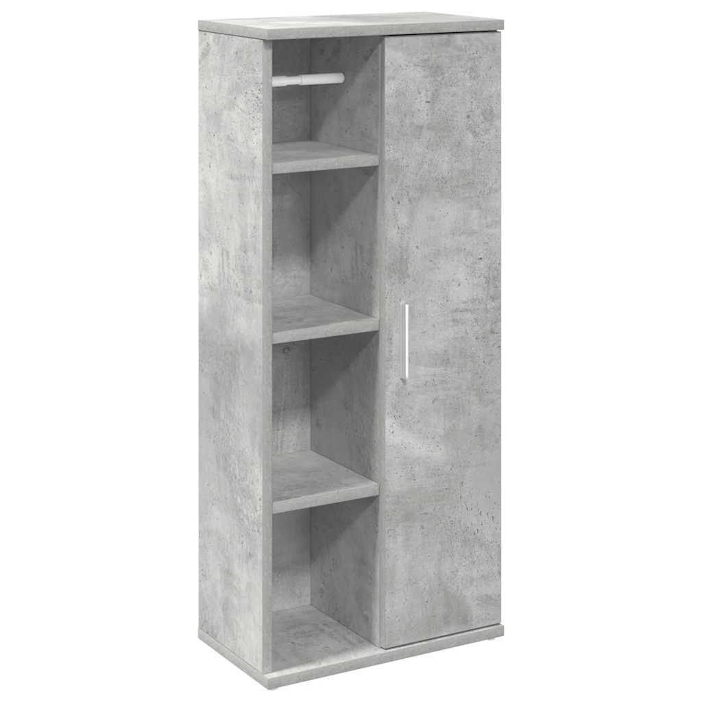 Mueble de baño gris cemento 39 x 22 x 90 cm con portarrollos | Tablero de partículas resistente a la humedad, capacidad de 60 kg, puerta reversible, fácil limpieza