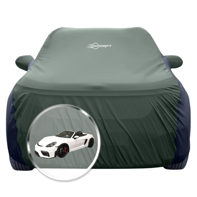 Image of NEODRIFT 'SuperTech' Car Cover for Porsche Boxster (100% Water-Resistant, All Weather Protection, Tailored Fit, Multi-Layered & Breathable Fabric) (Colour: L.Green+Black)