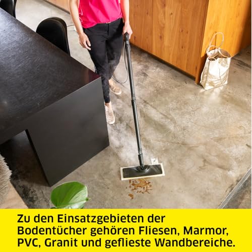 Kärcher Starter Tuchset mit 2 Universal-Bodentüchern aus hochwertiger Feinstfaser, 1 Abrasiv-Überzug für die Handdüse und 1 Poliertuch. Original-Zubehör für die Kärcher Dampfreiniger