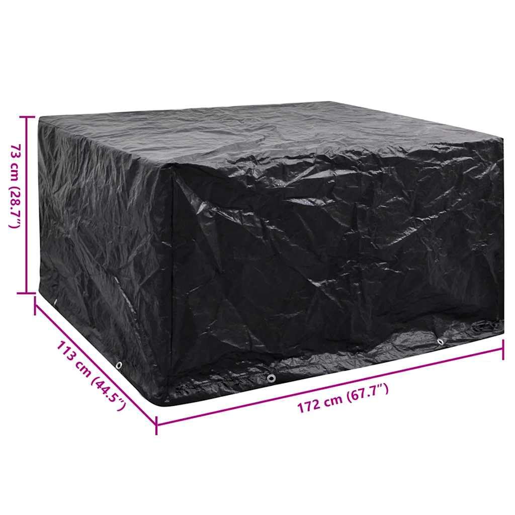 Funda para muebles de jardín de 172 x 113 x 73 cm, resistente al agua y a los rayos UV, con 8 ojales de aluminio para sillas de ratán, mesa, silla, banco, sofá, salón, sillón, tumbona, silla