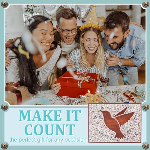 Image of WEBEEDY DIY Hummingbird String Art Kit for Beginner Silhouette String Art Pattern DIY Wood Sign Craft Kit for Adults Arts and Craft Set All Supplies Included for Handmade Christmas Home Decor Gift