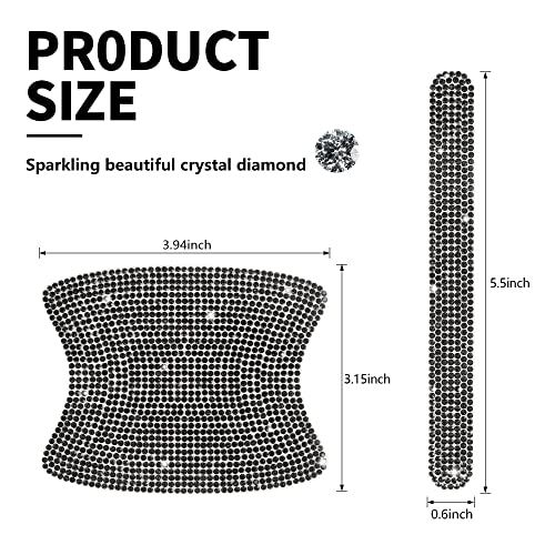 Fehlot New 8Pcs Bling Car Door Handle Protector Rhinestone Universal Safety Scratch Resistant Sticker Bling Car Handle Cover Car Door Auto Sticker For Woman & Man(Black) #TOP1