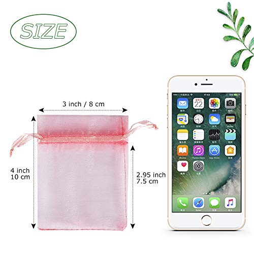 Image of HRX Package Blush Pink Organza Bags 3x4 inch 100pcs, Mesh Gift Bags Jewelry Pouches Drawstring Empty Sachet for Shower Party Favor Present Giveaways