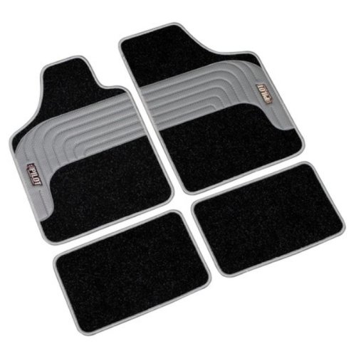 akhan-tuning FUM127 - KUMO Sport Velour Caoutchouc Tapis de Sol de Voitures 4 Piece Universal Tapis de Sol Auto Noir/Gris