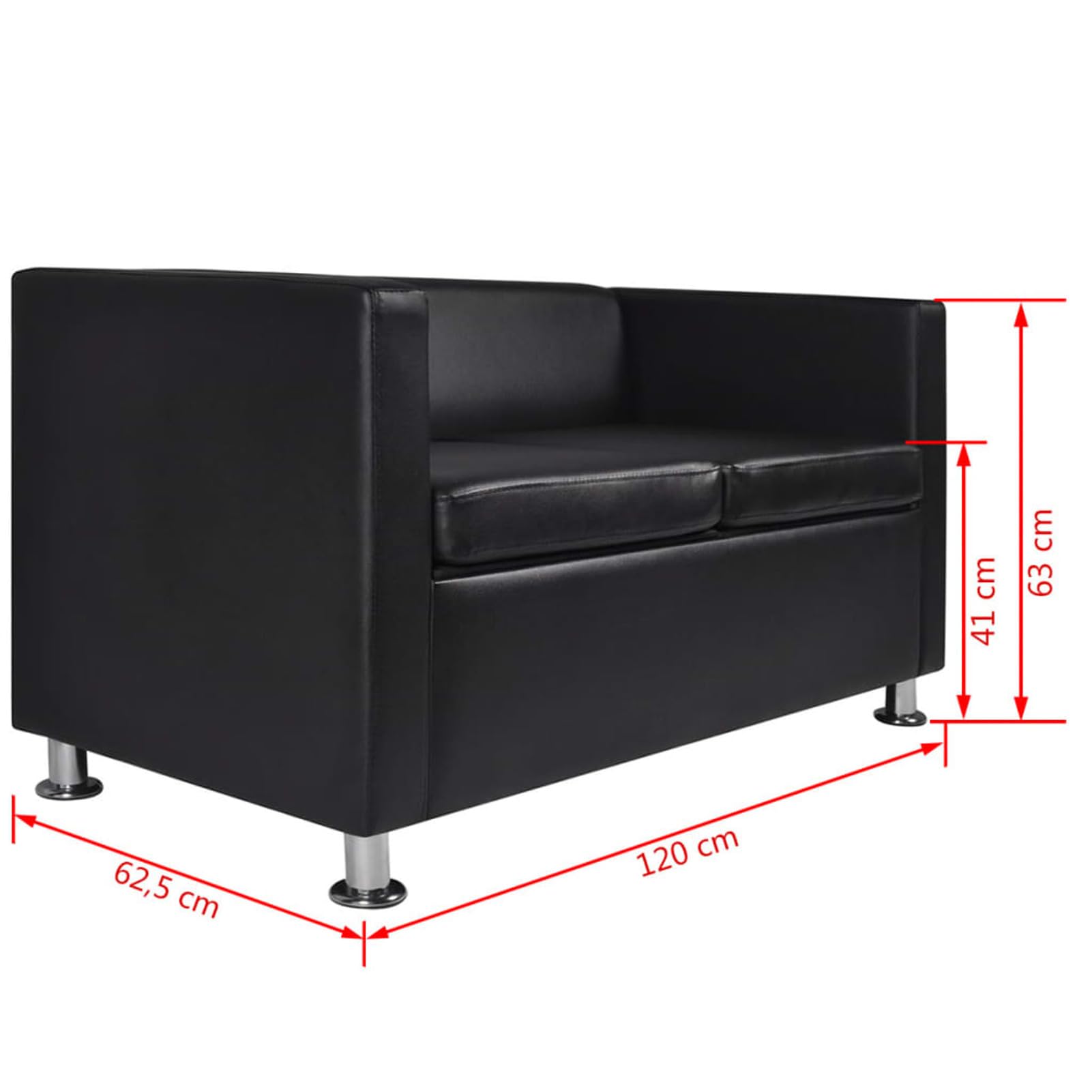 IKAYAA Conjunto de Sofás 2 Piezas Sofas de Salon 2 plazas + 3 plazas Cuero Artificial Negro