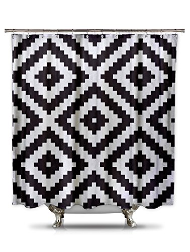 Black and White Diamond Grid Pixel Shower Curtain