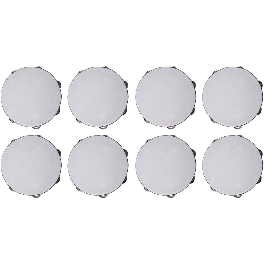 8X Tamburello Leggero in Legno con Pelle 8 Pollice 20cm