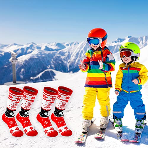 wanchel Meias quentes de esqui infantis – 2 pares de meias de esqui de lã merino, meias térmicas que