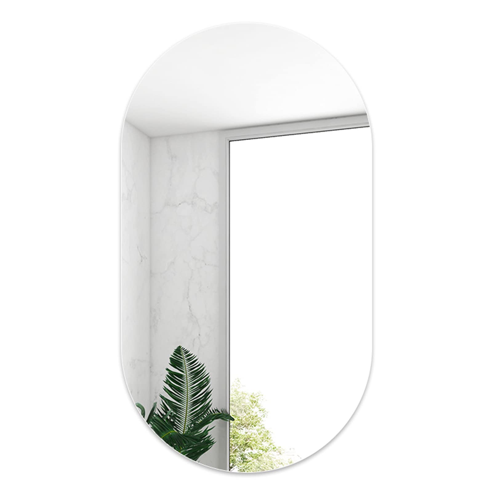 Specchio da Bagno Ovale Circolo Senza Cornice Specchio Montato a Parete con Bordi smussati per Soggiorno Camera da Letto (40 cm x 60 cm) Natural,40x60cm