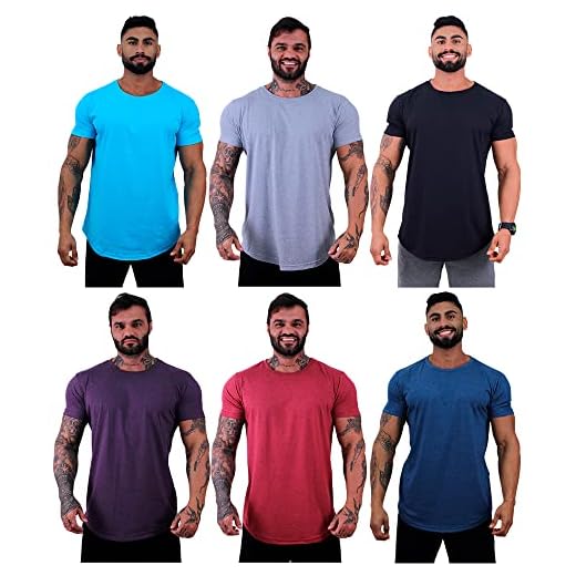 Kit 6 Camiseta LongLine Masculina MXD Conceito Básicas Slim Manga Justa Verão Academia Musculação Treino Camisas Lisas (EG, Opção 10)