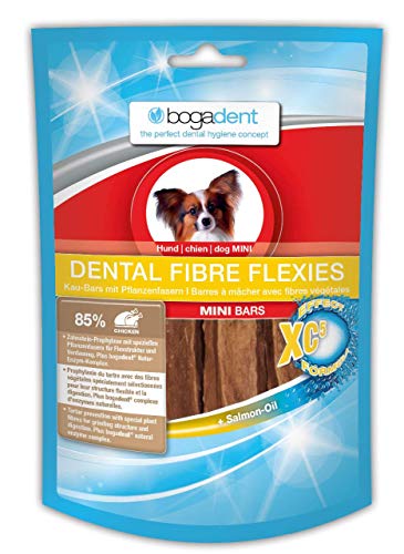 Bogadent Dental Fibre Flexies Mini - Hunde Kauartikel gegen Zahnstein & Plaque - Kaustangen Hund für die tägliche Hunde Zahnpflege - Mit Pflanzenfasern für eine bessere Verdauung - 1er Pack - 70g