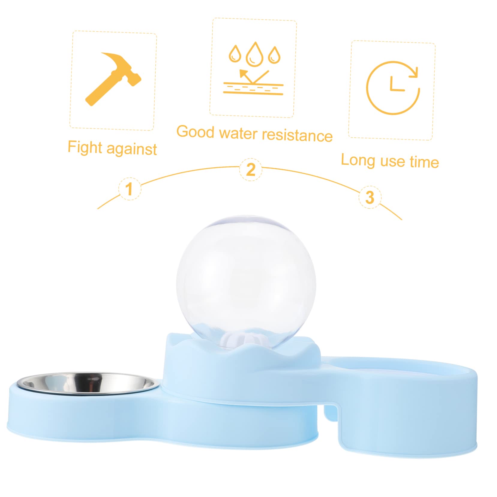 Distributeur D'eau pour Chat à Double Gamelle Bleu en P et Acier Inoxydable